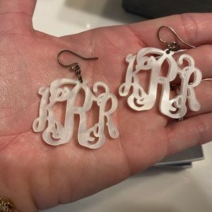 KRR monogram necklace/earring set